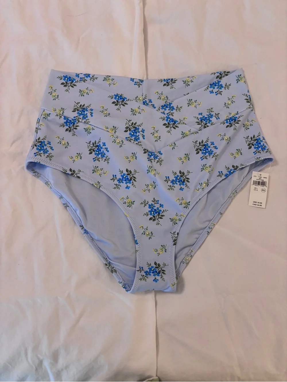 aerie Light Blue Floral High-Waist Bikini Bottoms